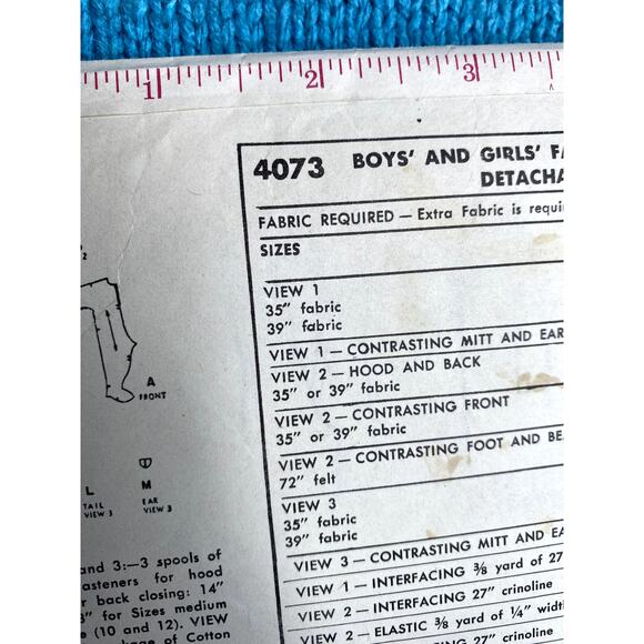 simplicity 4073 Sewing pattern Child bunny Penguin cat costume 1950s Size Medium - Picture 2 of 5